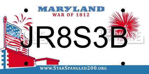 JR8S3B Maryland License Plate