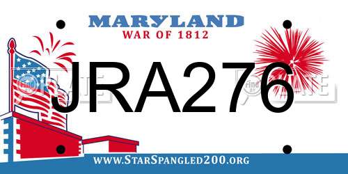JRA276 Maryland License Plate