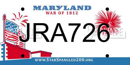 JRA726 Maryland License Plate