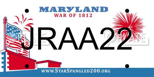JRAA22 Maryland License Plate
