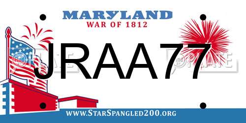 JRAA77 Maryland License Plate