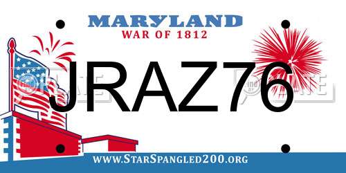 JRAZ76 Maryland License Plate