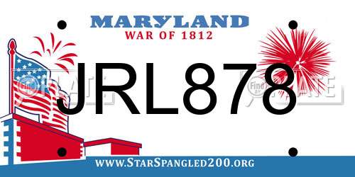 JRL878 Maryland License Plate