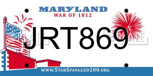 JRT869 Maryland License Plate