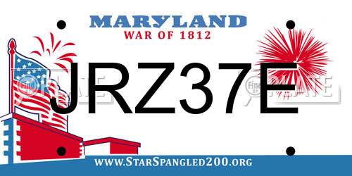 JRZ37E Maryland License Plate