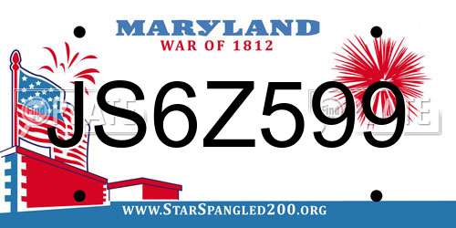 JS6Z599 Maryland License Plate