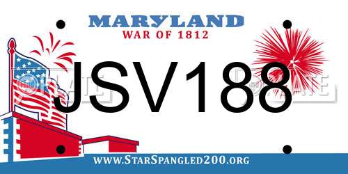 JSV188 Maryland License Plate