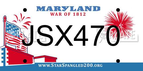 JSX470 Maryland License Plate