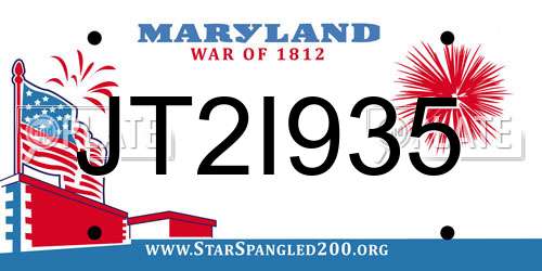 JT2I935 Maryland License Plate