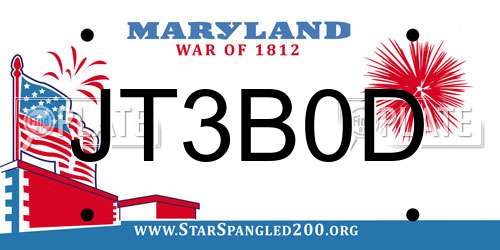 JT3B0D Maryland License Plate