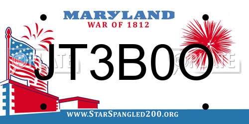 JT3B0O Maryland License Plate