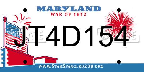 JT4D154 Maryland License Plate