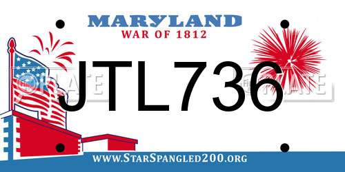 JTL736 Maryland License Plate