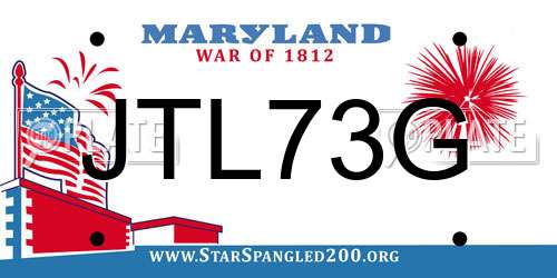 JTL73G Maryland License Plate