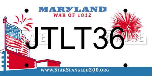 JTLT36 Maryland License Plate