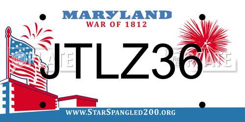 JTLZ36 Maryland License Plate
