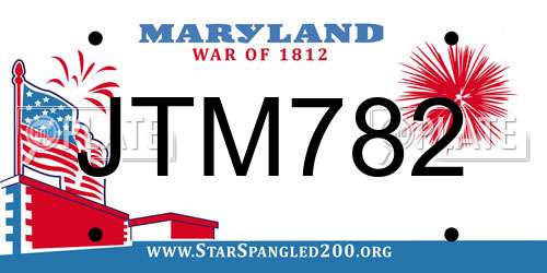 JTM782 Maryland License Plate