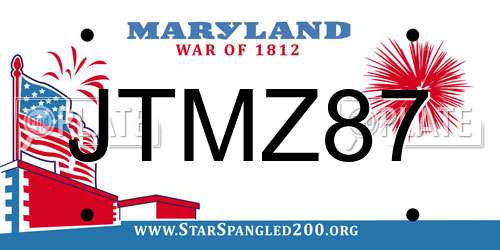 JTMZ87 Maryland License Plate