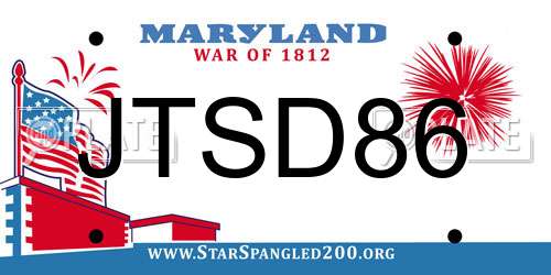 JTSD86 Maryland License Plate