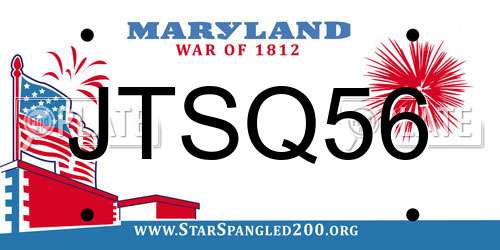 JTSQ56 Maryland License Plate