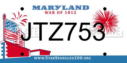 JTZ753 Maryland License Plate