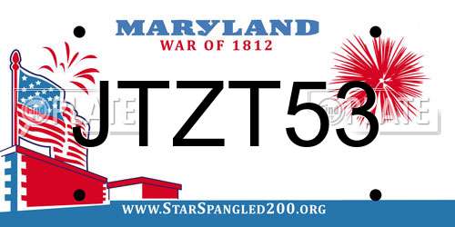 JTZT53 Maryland License Plate