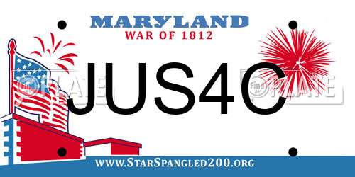 JUS4C Maryland License Plate