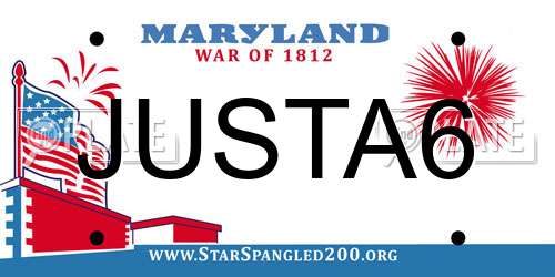 JUSTA6 Maryland License Plate
