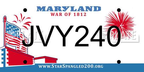 JVY240 Maryland License Plate