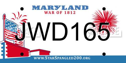 JWD165 Maryland License Plate