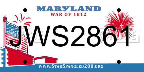JWS2861 Maryland License Plate