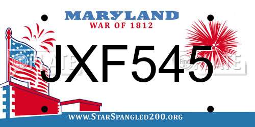 JXF545 Maryland License Plate