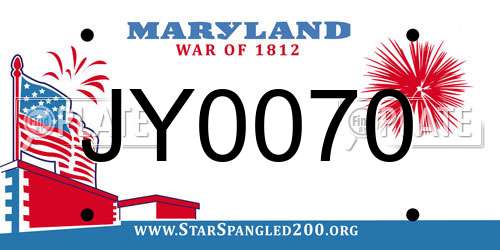 JY0070 Maryland License Plate