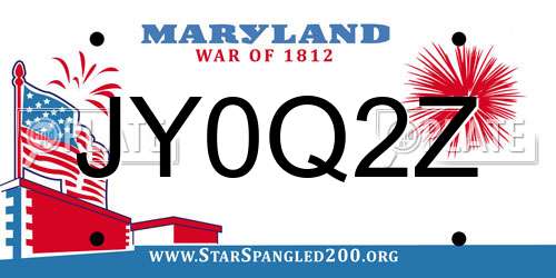 JY0Q2Z Maryland License Plate