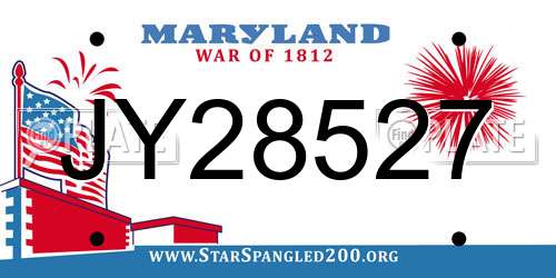 JY28527 Maryland License Plate
