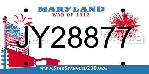 JY28877 Maryland License Plate
