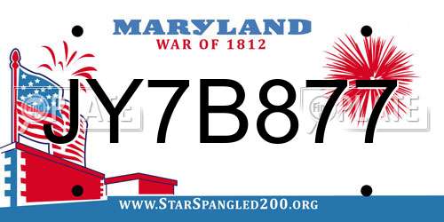 JY7B877 Maryland License Plate