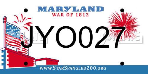 JYO027 Maryland License Plate