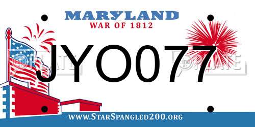 JYO077 Maryland License Plate