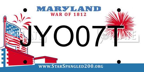JYO07T Maryland License Plate