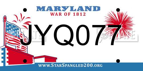 JYQ077 Maryland License Plate
