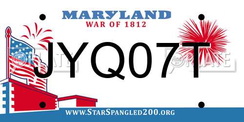 JYQ07T Maryland License Plate