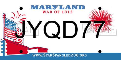 JYQD77 Maryland License Plate