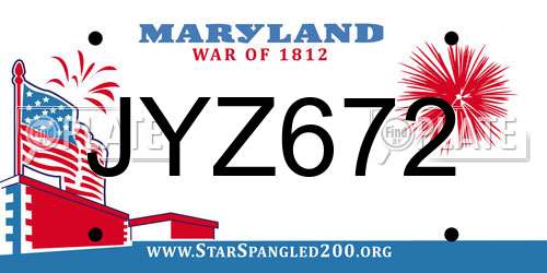 JYZ672 Maryland License Plate