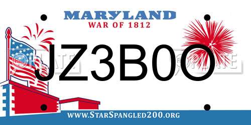 JZ3B0O Maryland License Plate