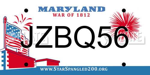 JZBQ56 Maryland License Plate