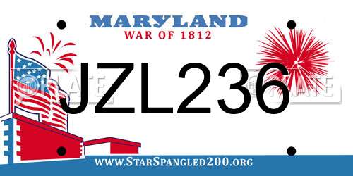 JZL236 Maryland License Plate