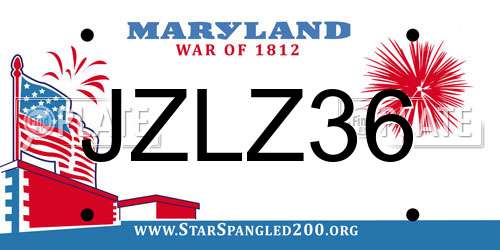 JZLZ36 Maryland License Plate