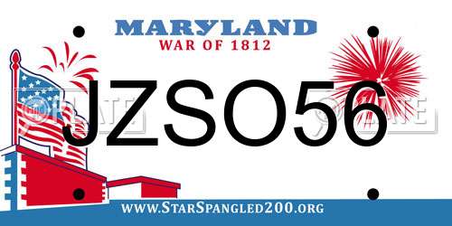 JZSO56 Maryland License Plate