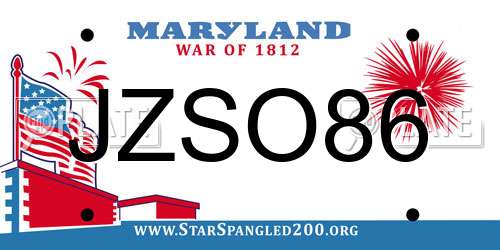 JZSO86 Maryland License Plate